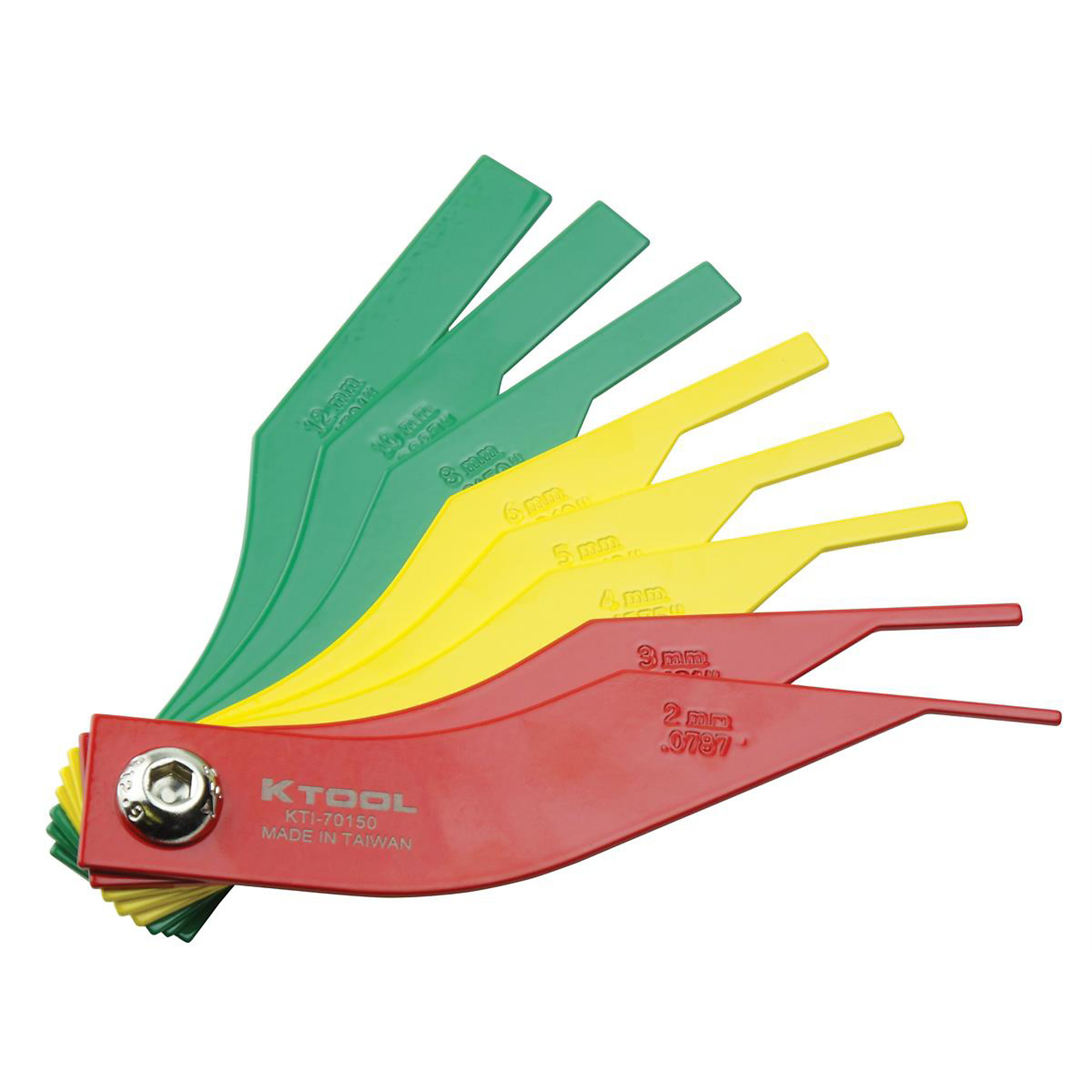 K-Tool International Brake Lining Thickness Gauges — Heavy-Duty Steel, Color-Coded, 8 Pcs, Model# KTI70150
